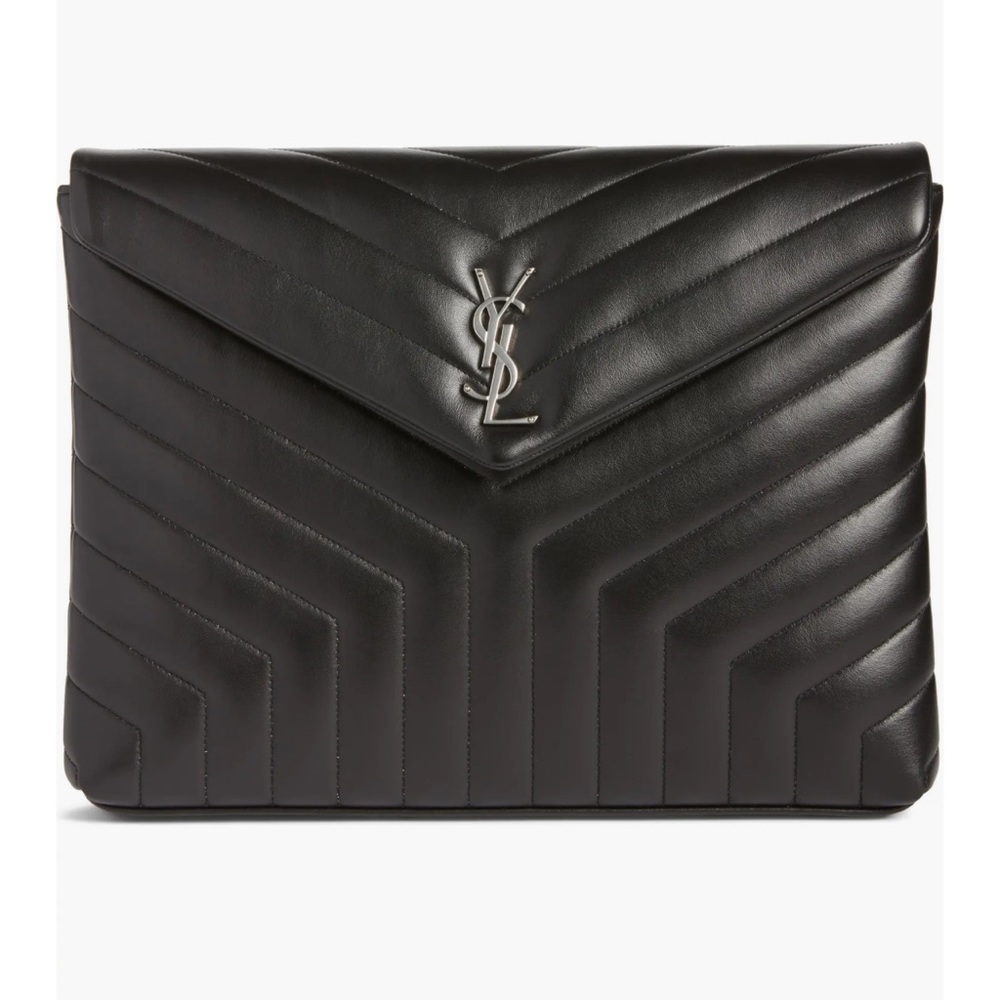 Saint Laurent Black Matelassé Loulou Document Holder